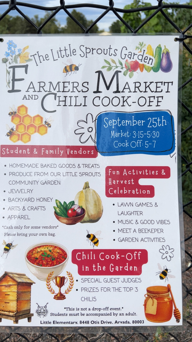 Farmers Market and Chili Cook-Off flyer, Little Sprouts Garden, September 25