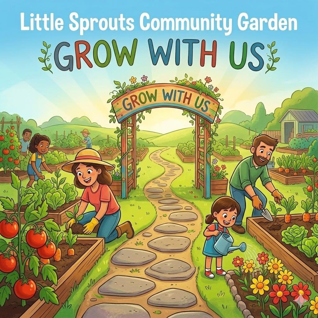 Garden plots with young seedlings